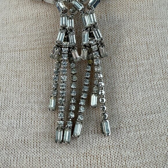 Vintage Kramer Clear Rhinestone Waterfall Necklace 15.5" - Picture 3 of 14